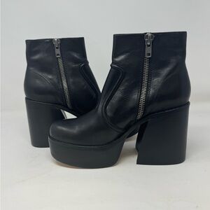Naked Wolfe Black Leather Platform Ankle Boots